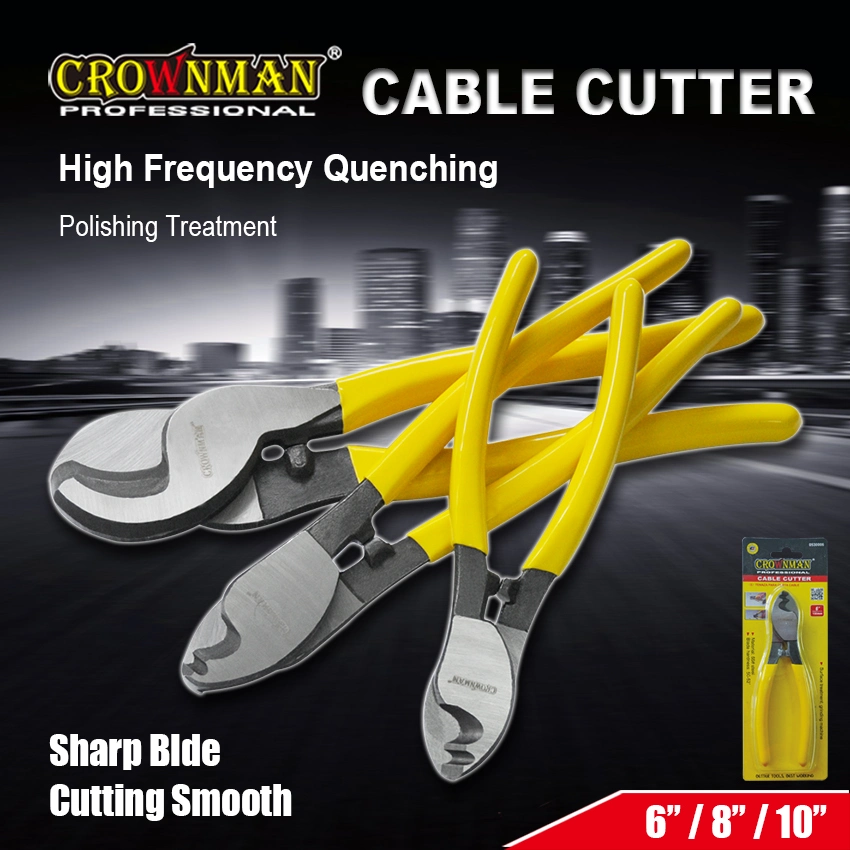 Crownman Carbon Steel Cable Cutter, 6"/8"/10" Cable Cutter, Yellow Cable Cutter